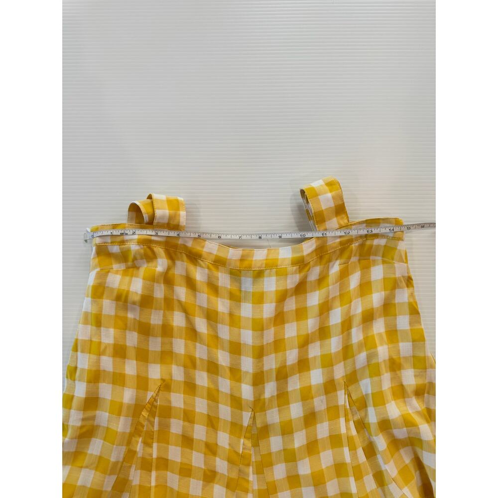 AQUA Butter Yellow Gingham Tie Shoulder Mini Dress S Cottagecore Picniccore - Picture 15 of 16